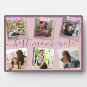 Modern Best Mom Ever 6 Photo Instagram Collage Pla Plaque