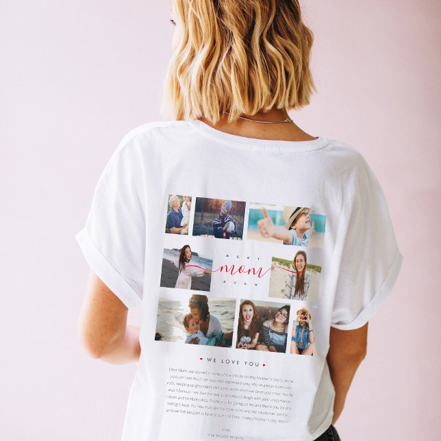 Modern Best Mom Ever 8 Photo Funny Letter Women T-Shirt (Creator Uploaded)