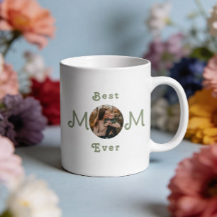 Modern Best Mom Ever Custom Photo Mug
