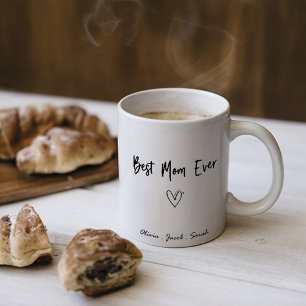 Modern Best Mom Ever & Kids Name Script Two-Tone Coffee Mug