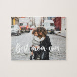 Modern Best mom ever Mother's Day photo Jigsaw Puzzle<br><div class="desc">A simple photo puzzle with a heartfelt message "Best mom ever",  perfect to celebrate Mother's day with style. Just add your own picture and change the font colour to your liking.</div>