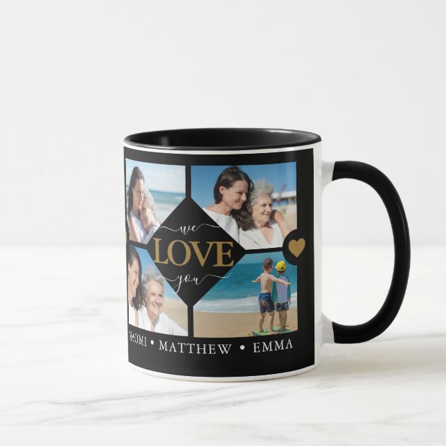 Modern Best Mom Ever Photo Collage Names Black Mug (Right)