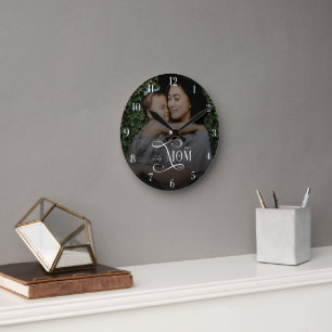 Modern Best Mom Ever Photo Mothers Day Gifts Round Clock