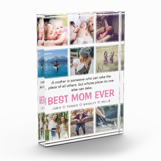 Modern 'Best Mom Ever' Pictures & Quote Keepake Photo Block (Left)