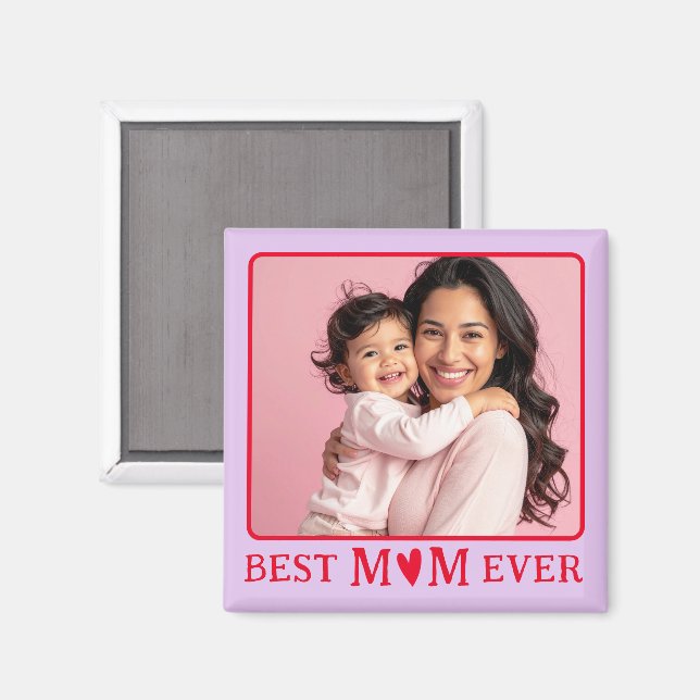 Modern Best Mom Ever Purple Photo Magnet (Front/Back)