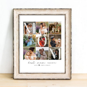 Modern Best Mom Ever Script   9 Photo Grid Collage Poster