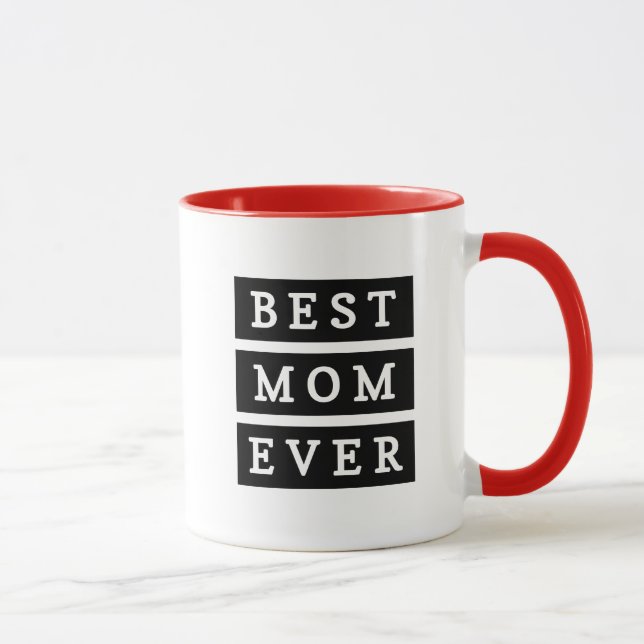 Modern Best mom every black and white Red Mug (Right)