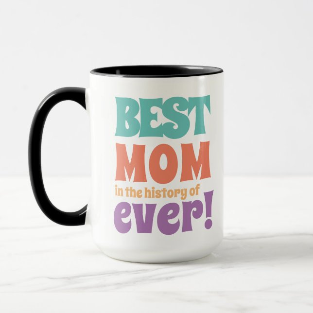 Modern Best Mom Kids Name Mother's Day Gift Mug (Left)