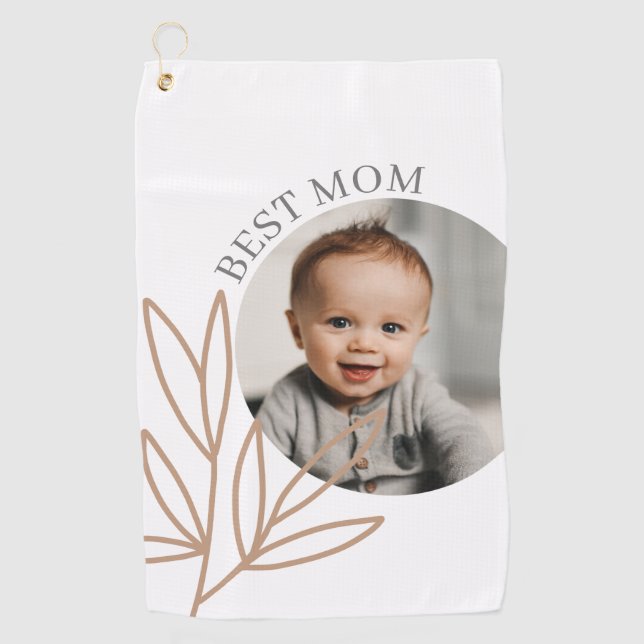 Modern Best Mom Mother's Day Photo Golf Towel (Front)