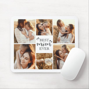 Modern Best Mom Photo Collage Personalized Gift Mouse Pad