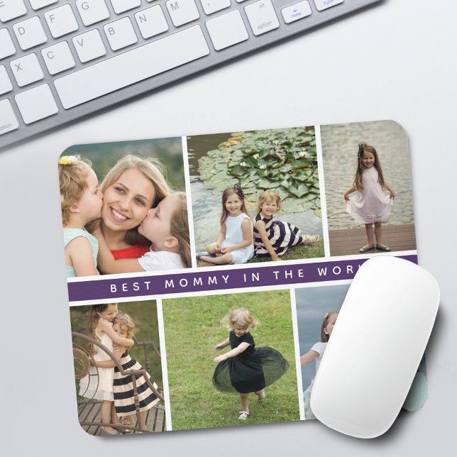Modern Best Mommy Photo Collage Purple Mouse Pad (Modern Best Mommy Photo Collage Mouse Pad)