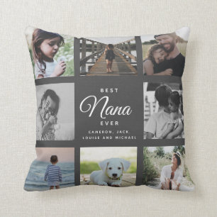 Modern Best Nana Ever Elegant Photo Collage Throw Pillow