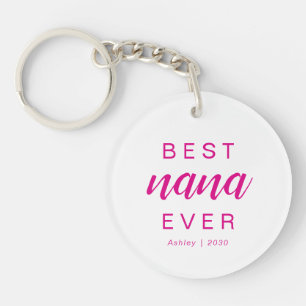 Modern Best Nana Ever Hot Pink Script Photo Keychain