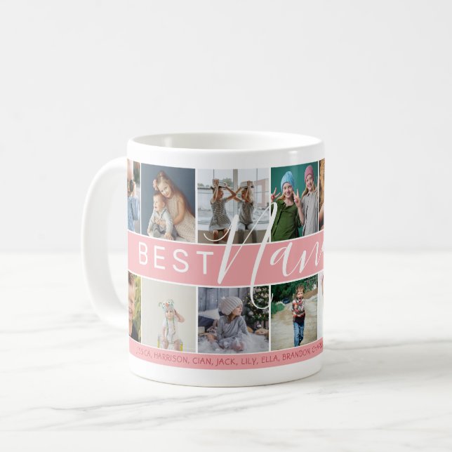 Modern Best Nana Ever Photo Collage & Name/s Coffee Mug (Front Left)