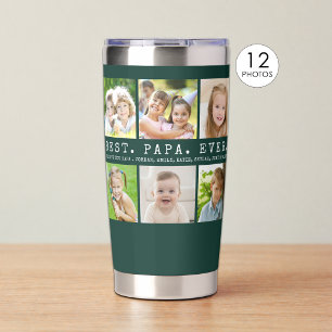 Modern BEST PAPA EVER 12 Photos Custom Insulated Tumbler