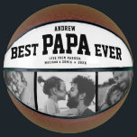 Modern BEST PAPA EVER Cool Trendy Photo Collage Basketball<br><div class="desc">Perfect for the coolest dad you love: A BEST PAPA EVER customized basketball with 3 favourite photos in trendy black and white, his name, and a sweet message from you as well as names and year. Great Father's Day gift or a awesome surprise for his birthday, surely a keepsake he'll...</div>