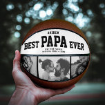 Modern BEST PAPA EVER Cool Trendy Photo Collage Basketball<br><div class="desc">Perfect for the coolest dad you love: A BEST PAPA EVER customized basketball with 3 favourite photos in trendy black and white, his name, and a sweet message from you as well as names and year. Great Father's Day gift or a awesome surprise for his birthday, surely a keepsake he'll...</div>