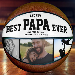 Modern BEST PAPA EVER Cool Unique Photo Collage Basketball