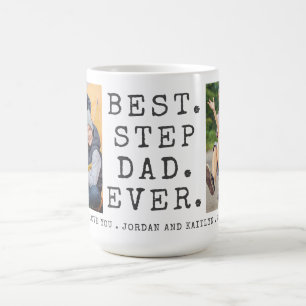 Modern BEST STEPDAD EVER 2 Photos Personalized Coffee Mug