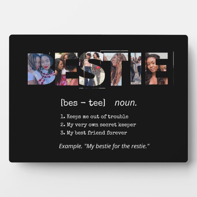 Modern Bestie BFF Best Friends Photo Collage Cute Plaque (Front)