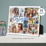 Modern Besties 11 Photo Collage Script Plaque<br><div class="desc">Create a unique and fun personalized, custom colour photo memory fleece blanket for your best friend or BFF utilizing this easy-to-upload photo collage grid template with 11 pictures in various shapes and sizes both horizontal and vertical to accommodate a wide range of photographic subjects. The title BESTIES and names are...</div>