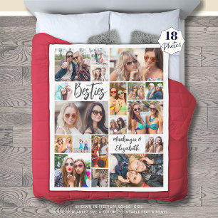 Modern Besties 18 Photo Collage Script Fleece Blanket