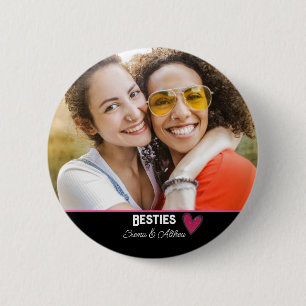 Modern Besties Best Friend Photo 2 Inch Round Button