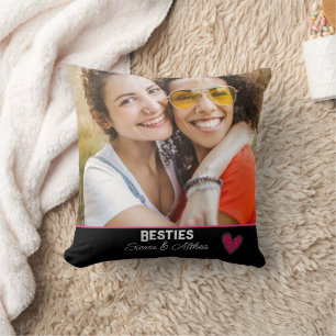 Modern Besties Best Friend Photo Throw Pillow