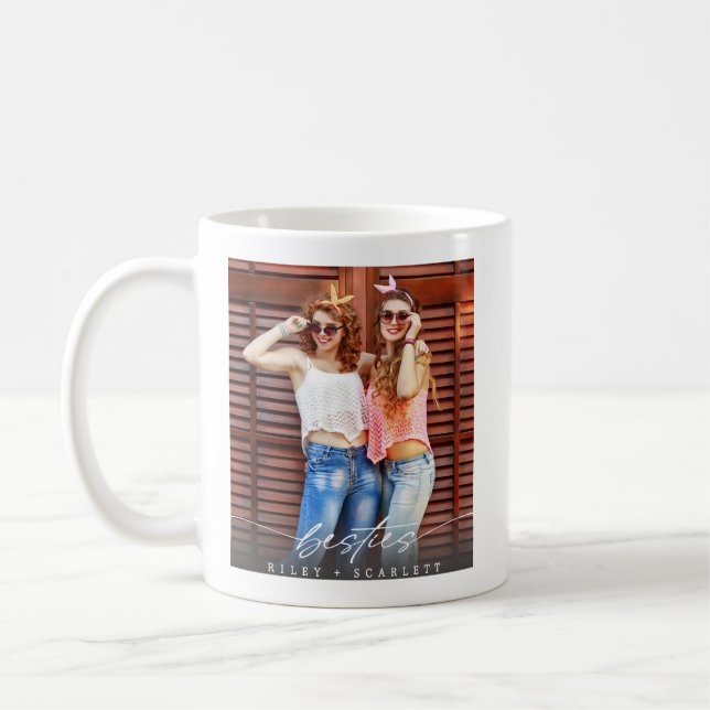 Modern Besties BFF Photo Script Coffee Mug  (Gauche)