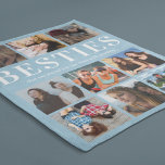Modern Besties Gift | Best Friends Blue Fleece Blanket<br><div class="desc">Personalized friendship fleecy blanket featuring a dusty blue background that can be changed to any colour,  9 photos of you and your bestie,  and a cute best friends quote.</div>