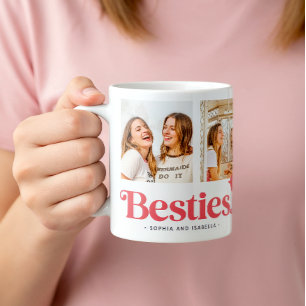 Modern Besties Names Photo Collage Best Friends Coffee Mug