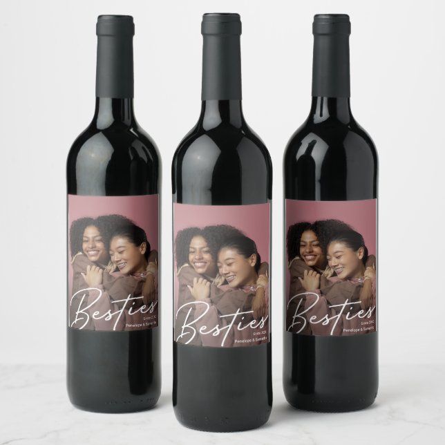 Modern Besties Photo Gift Wine Label (Bottles)