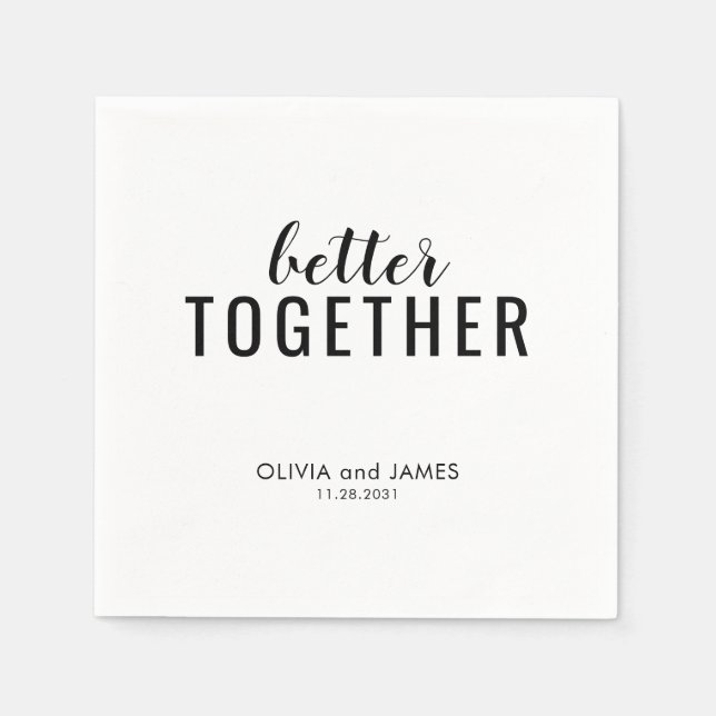Modern Better Together Engaged Engagement Party Napkin (Front)