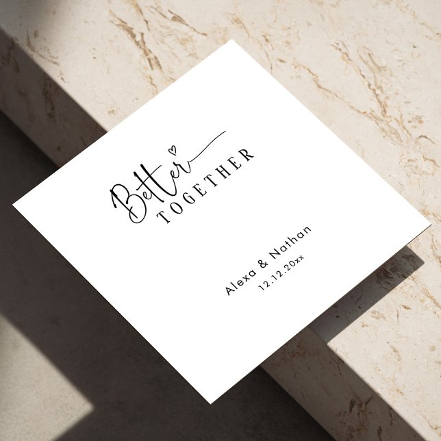 Modern Better Together Heart Personalized wedding Napkin (Modern Monogram Personalized wedding napkins )