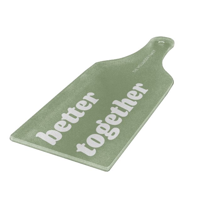 Modern Better Together Sage Green Charcuterie Cutting Board (Corner)