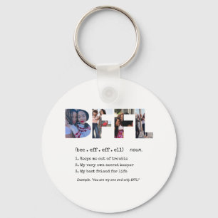 Modern bff best friends forever photo collage cute keychain