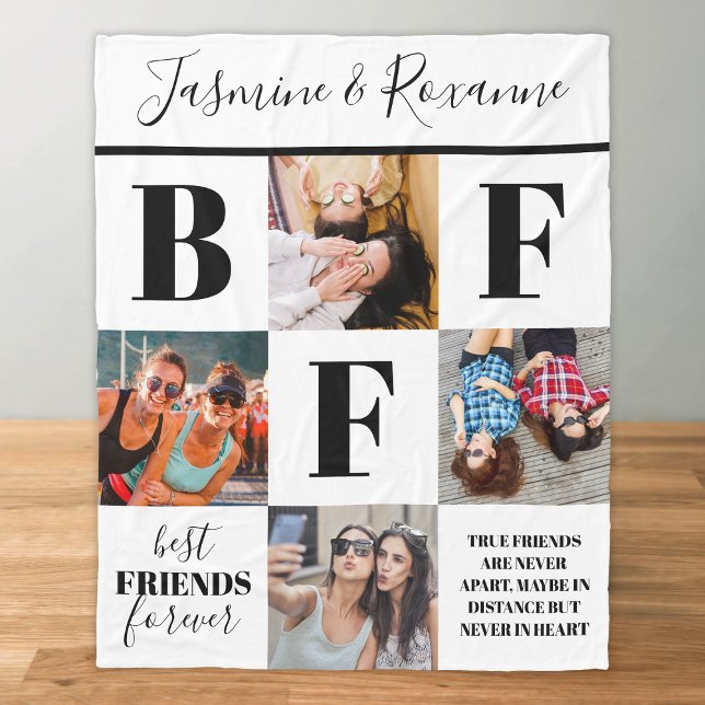 Modern BFF Besties Photo Collage Fleece Blanket (Creator Uploaded)