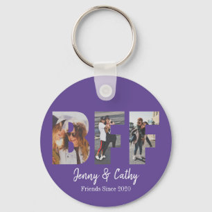 Modern BFF Photo Best Friend Names Purple Violet Keychain