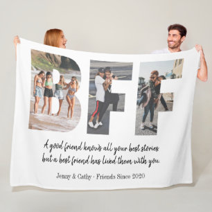 Modern BFF Photo Collage Best Friend Besties Quote Fleece Blanket