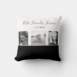 Modern BFF PHOTO COLLAGE Gift Black and White Throw Pillow