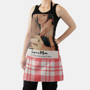 Modern BFF Photo Plaid Friendship Best Friend Apron