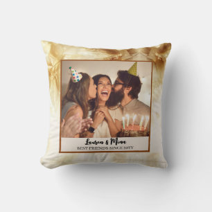 Modern BFF Photo Plaid Friendship Best Friend Thro Throw Pillow