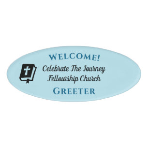 Modern Bible Christian Church Greeter Welcome Name Tag