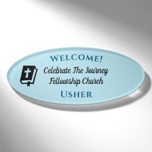 Modern Bible Christian Church Usher Welcome Name Tag