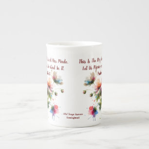 Modern Bible Verse Pink-Violet Floral Bone China Mug