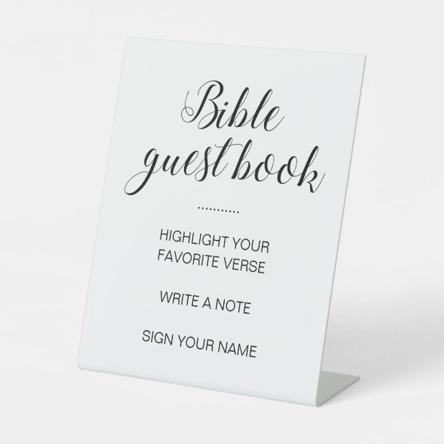 Modern Bible Wedding Guest Book Pedestal Sign (Front)