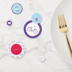 Modern Bicycle in Blue and Red Party Confetti