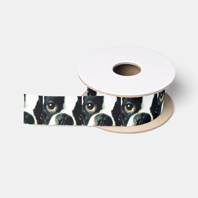 modern big Boston Terrier Satin Ribbon (Spool)