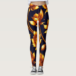 Modern Big Luxury Gold Rose Collection Leggings