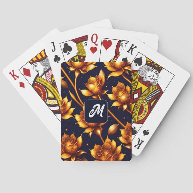 Modern Big Luxury Gold Rose Collection Playing Cards (Back)